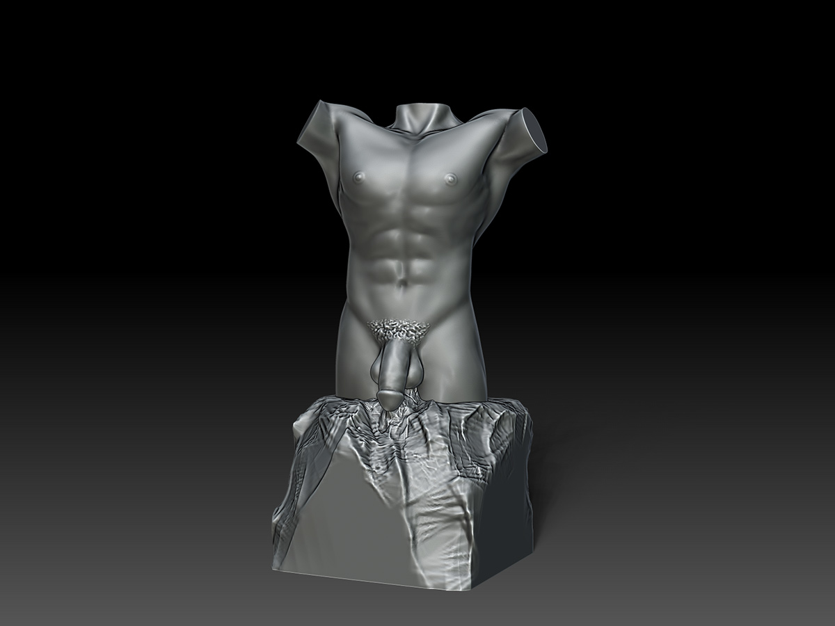 Nude Male Torso Sculpture. Erotic Art. Unique author's work.